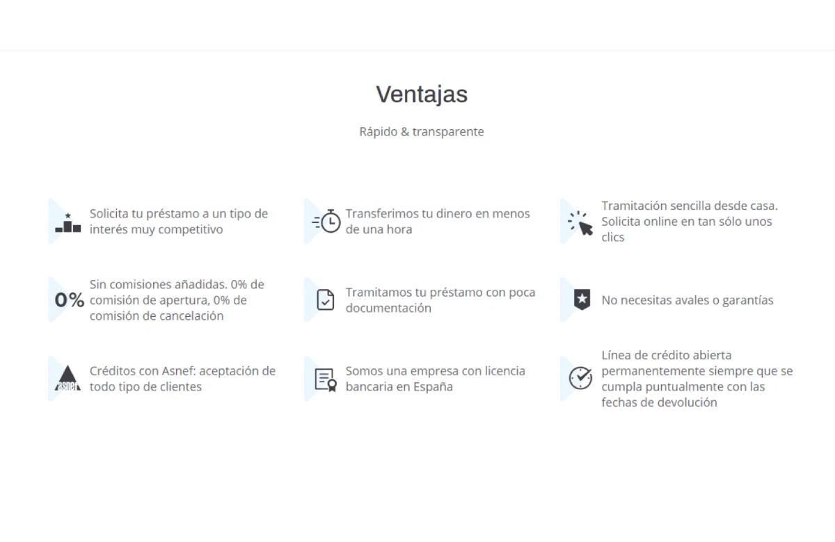 Ventajas de Fidinda según la información que proporcionan en la web oficial
